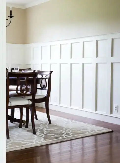 Dining room with judge's paneling boxes and chair rail