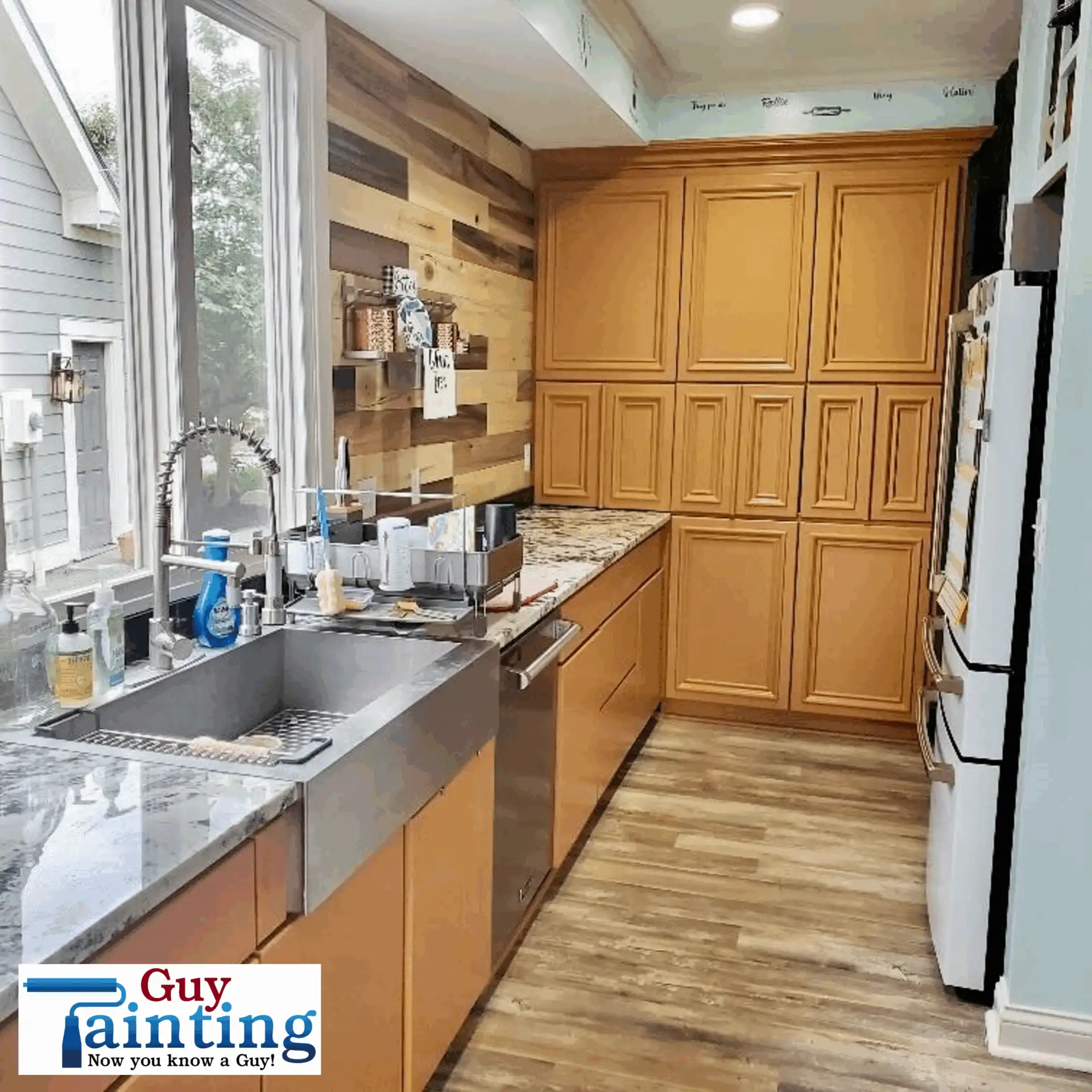 Kitchen cabinets painted in warm cream cowboy hat tone