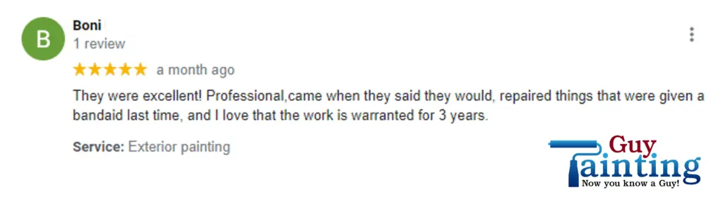 An online painter review of wood replacement and painting by Guy Painting in Indianapolis