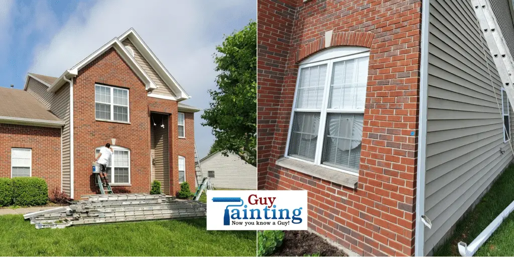 Guy Painting carpenters replaced rotten trim on the window and side of this Fishers home